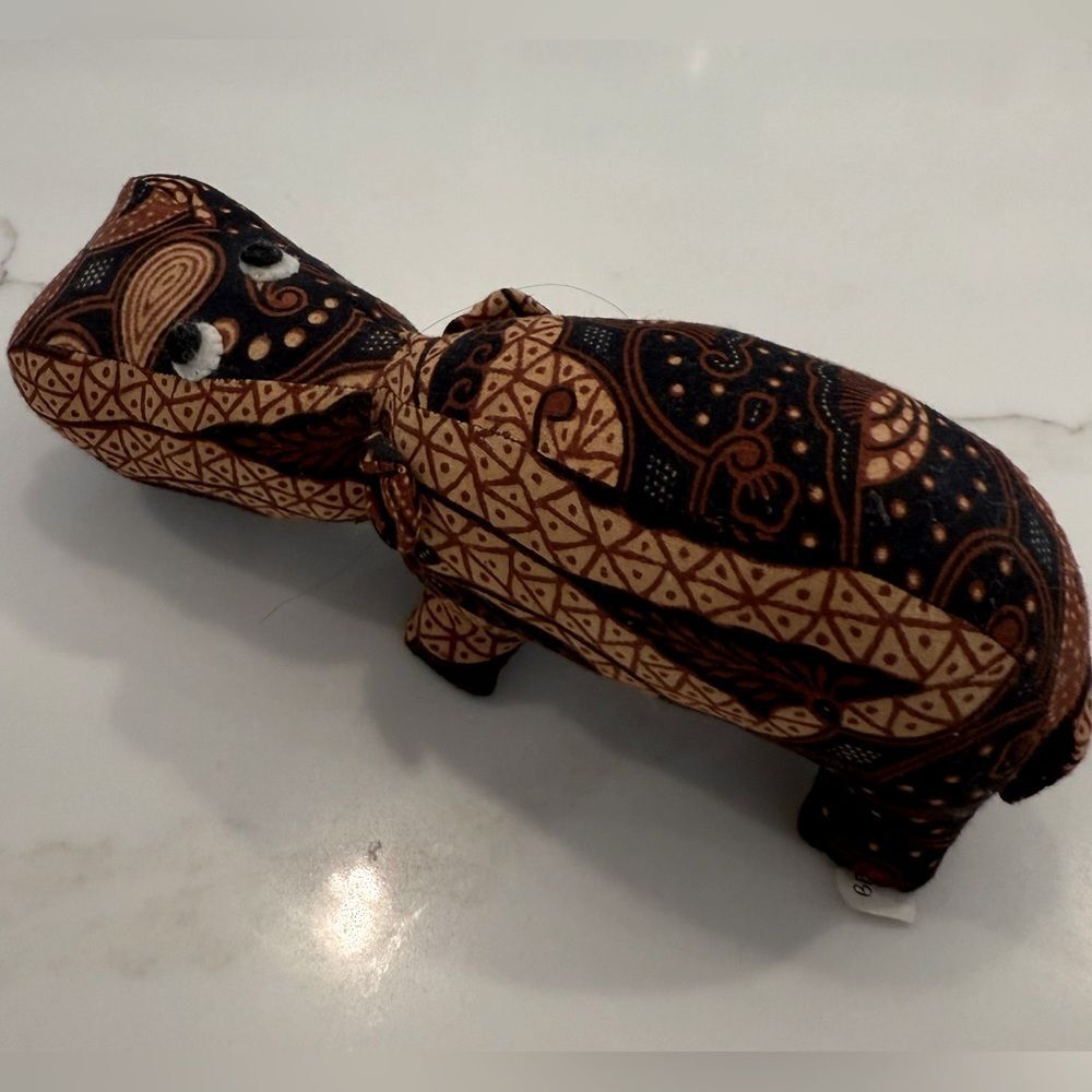 Handmade Indonesian Batik Patterned Fabric Hippo Toy or Deco